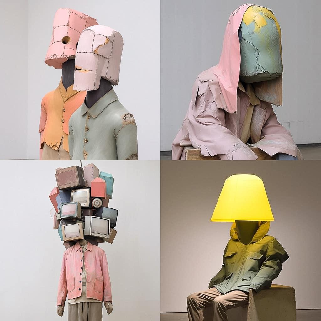 Mark Manders style, Midjourney Niji 5, render 1 of 4