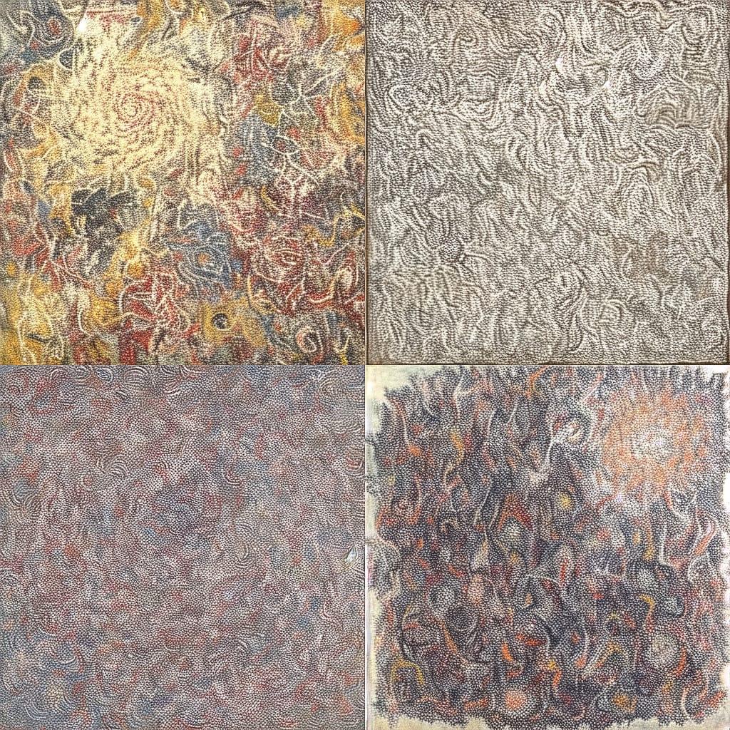 Mark Tobey style, Midjourney Niji 4, render 1 of 4