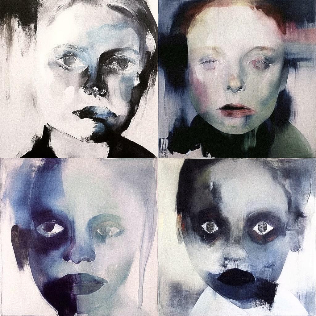 Marlene Dumas style, Midjourney Niji 4, render 1 of 4