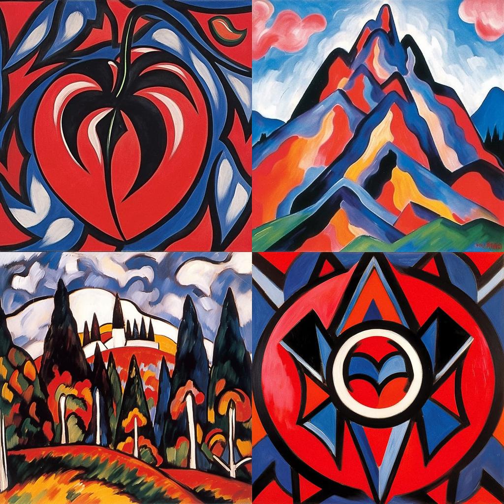 Marsden Hartley style, Midjourney Niji 5, render 1 of 4