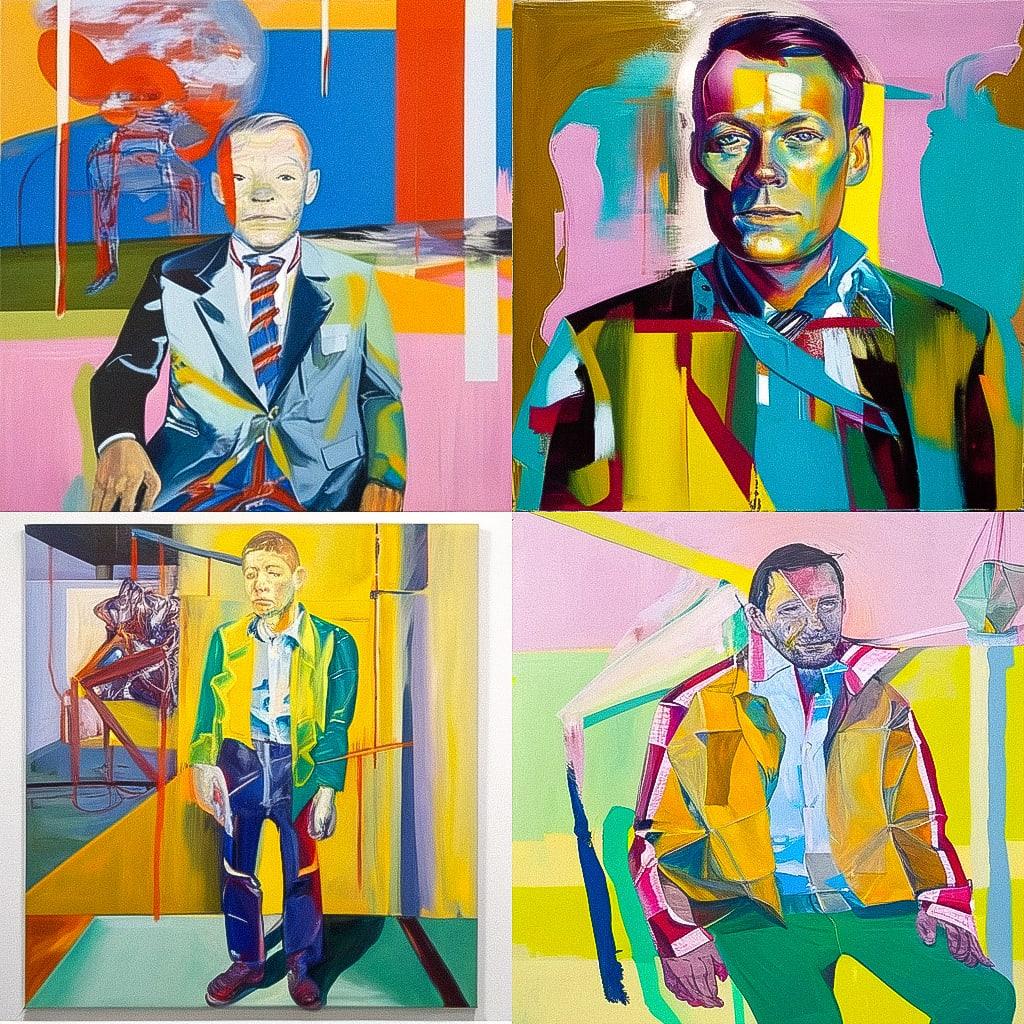 Martin Kippenberger style, Midjourney Niji 4, render 1 of 4