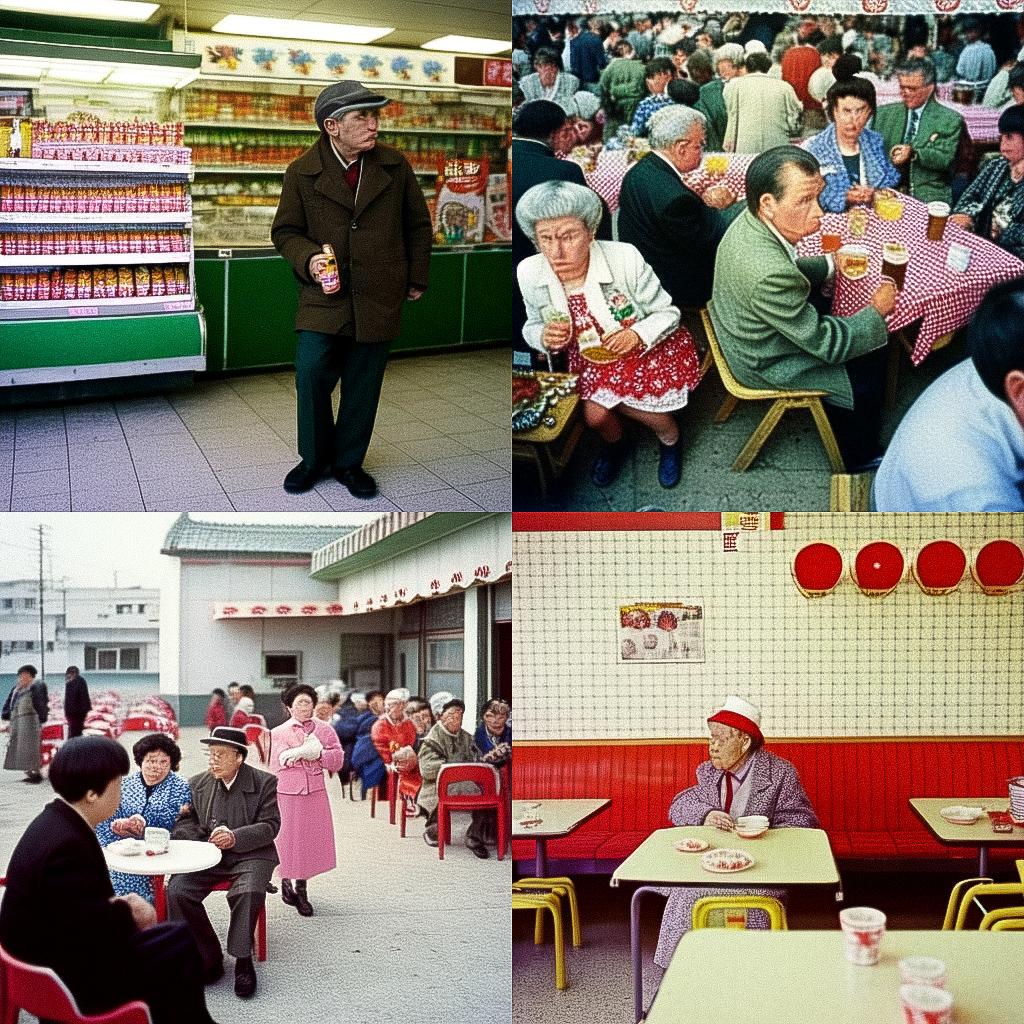 Martin Parr style, Midjourney Niji 4, render 1 of 4