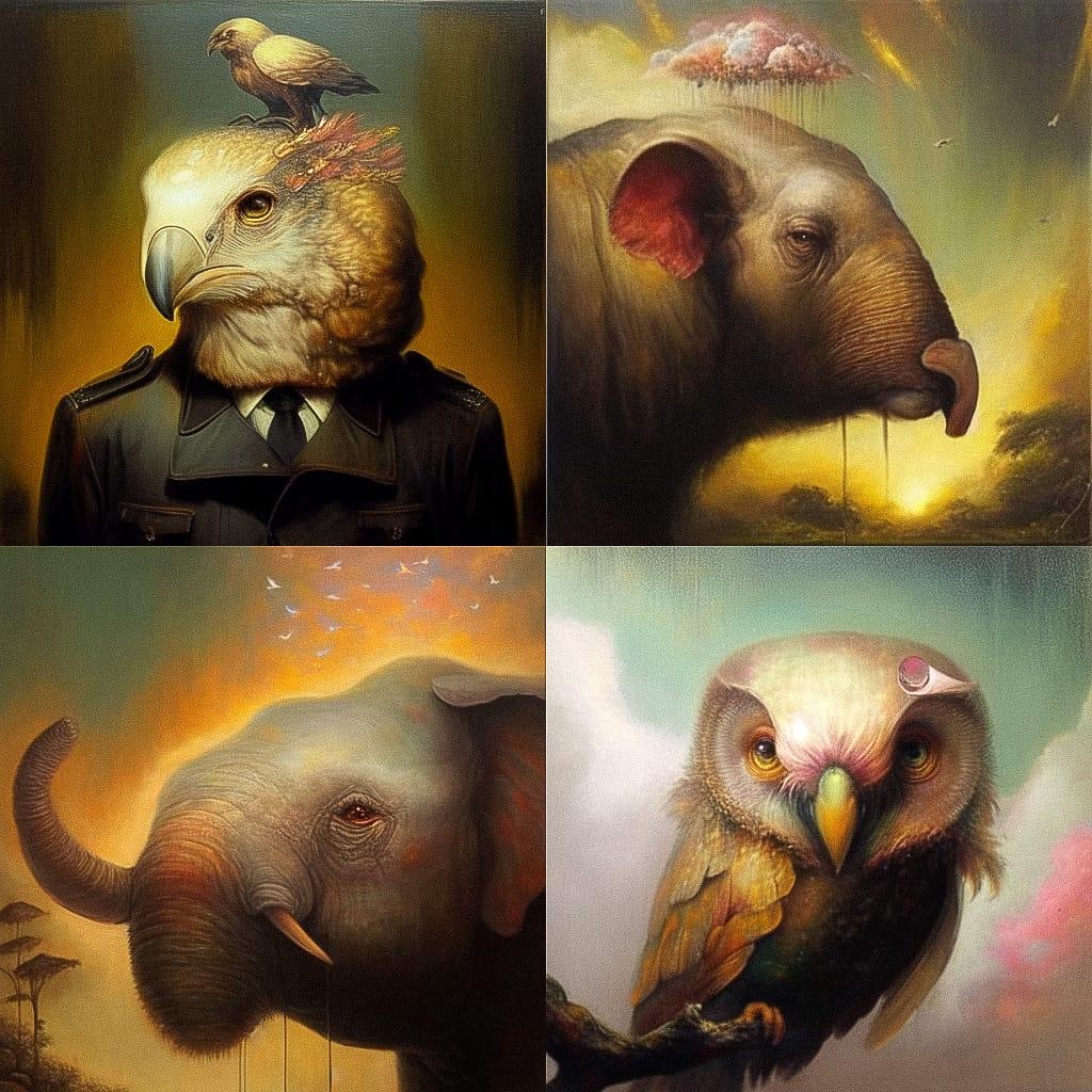 Martin Wittfooth style, Midjourney Niji 4, render 1 of 4