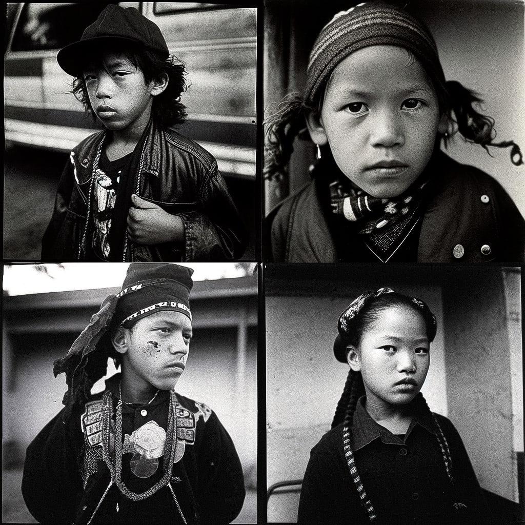 Mary Ellen Mark style, Midjourney Niji 4, render 1 of 4