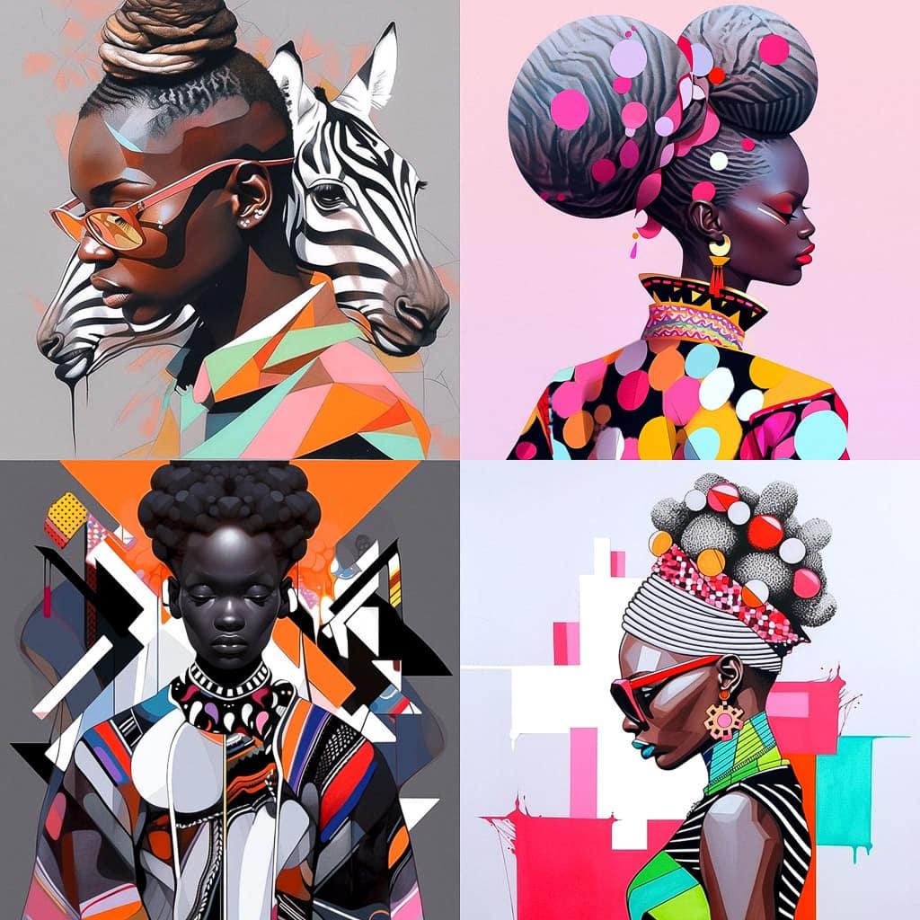 Mary Sibande style, Midjourney Niji 5, render 1 of 4