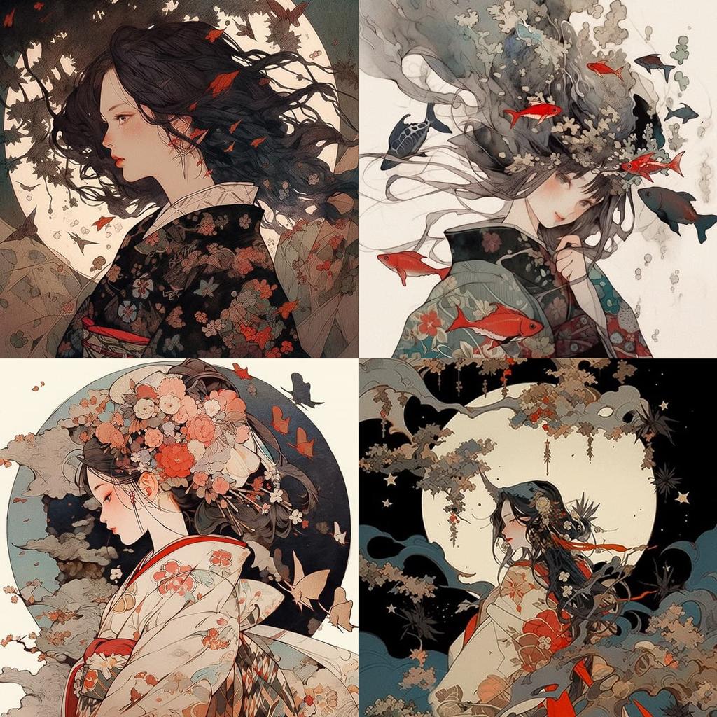 Masaaki Sasamoto style, Midjourney Niji 5, render 1 of 4