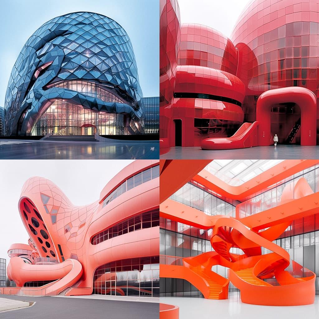 Massimiliano Fuksas style, Midjourney Niji 5, render 1 of 4