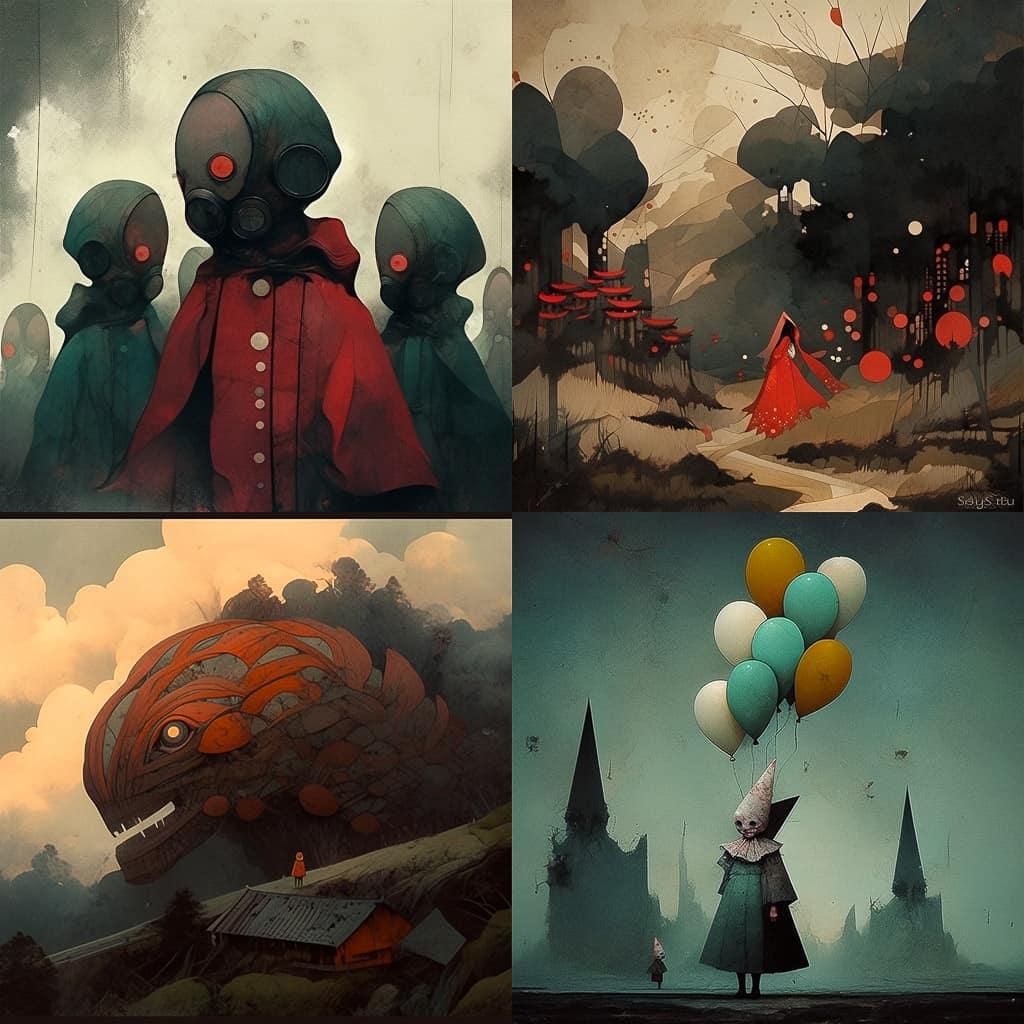 Matt Mahurin style, Midjourney Niji 5, render 1 of 4