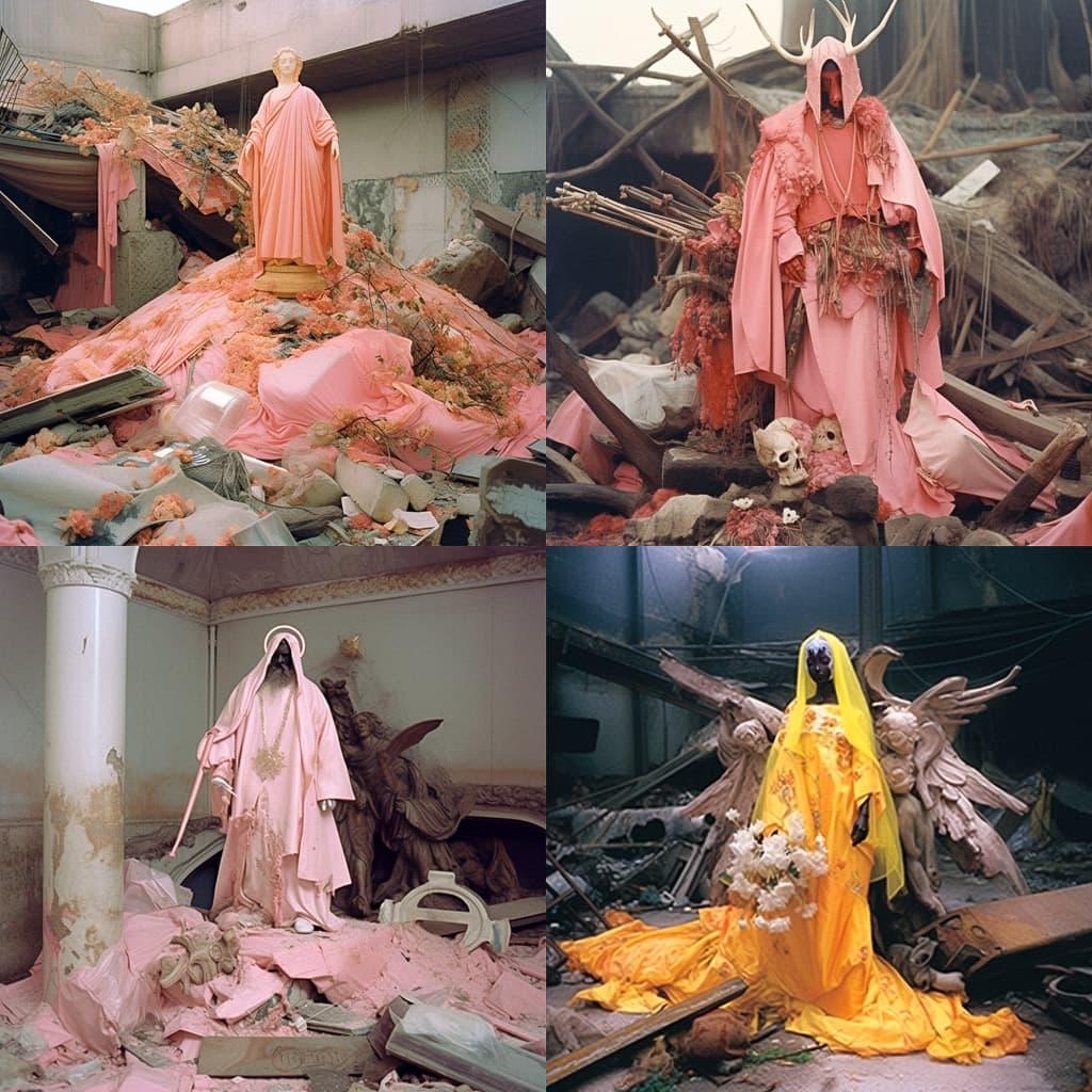 Matthew Barney style, Midjourney Niji 4, render 1 of 4