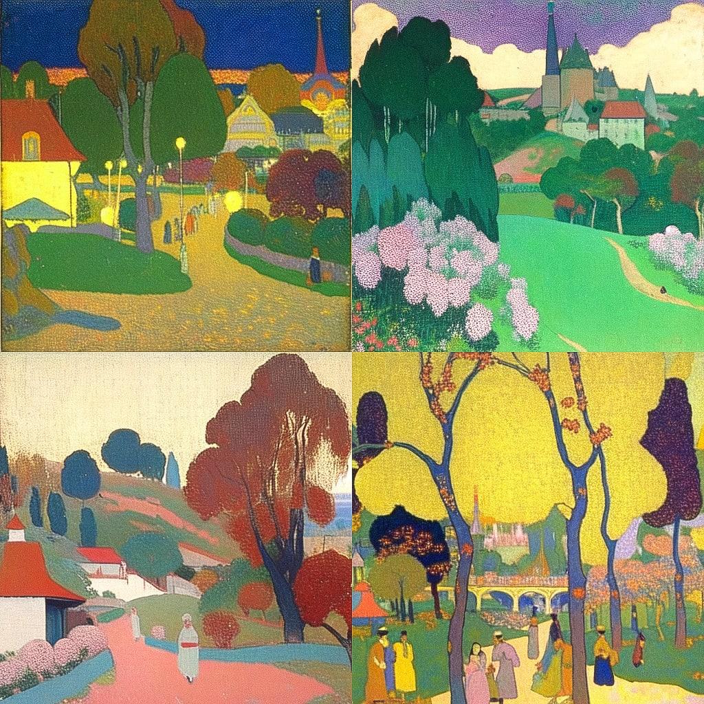 Maurice Denis style, Midjourney Niji 4, render 1 of 4