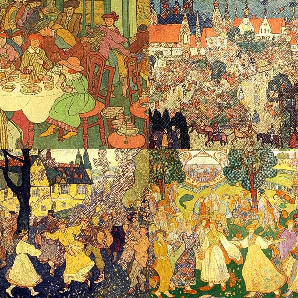 Maurice Prendergast style, Midjourney Niji 4, render 1 of 4