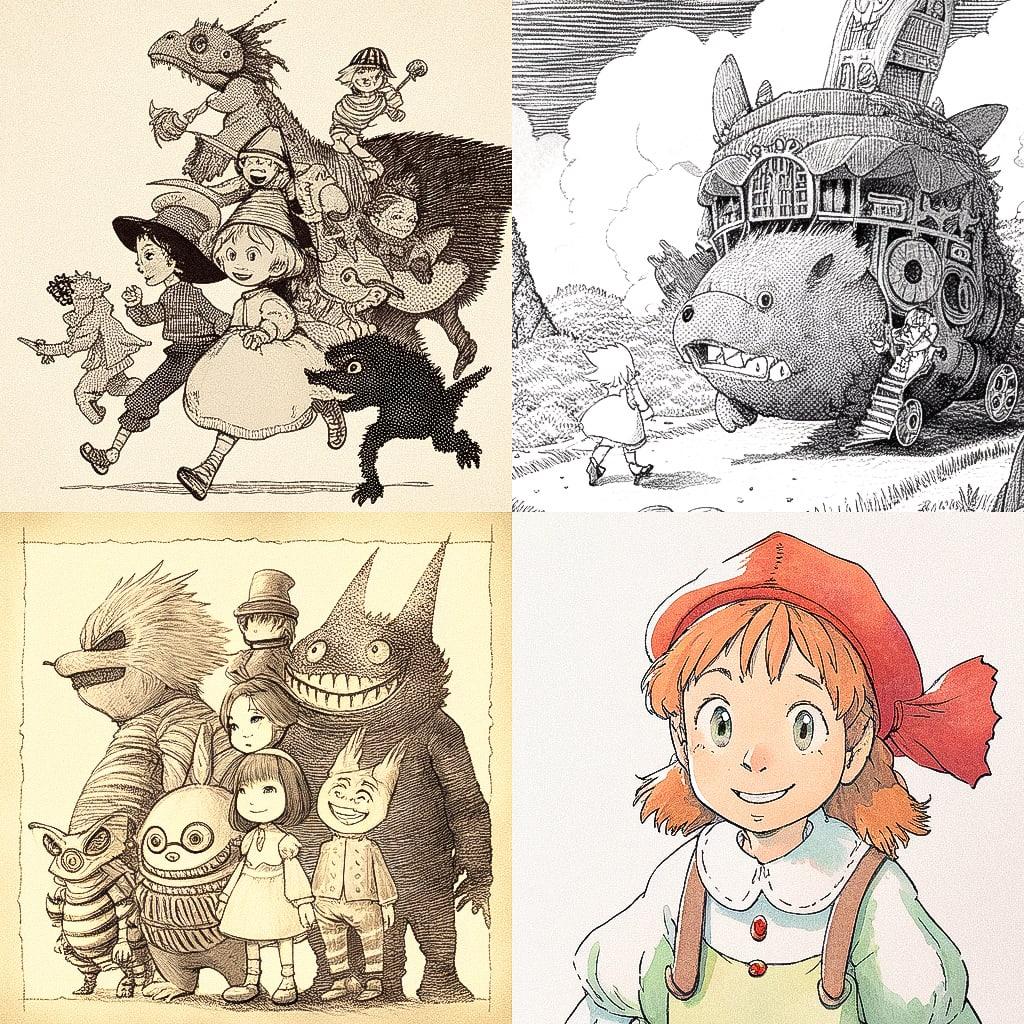 Maurice Sendak style, Midjourney Niji 4, render 1 of 4