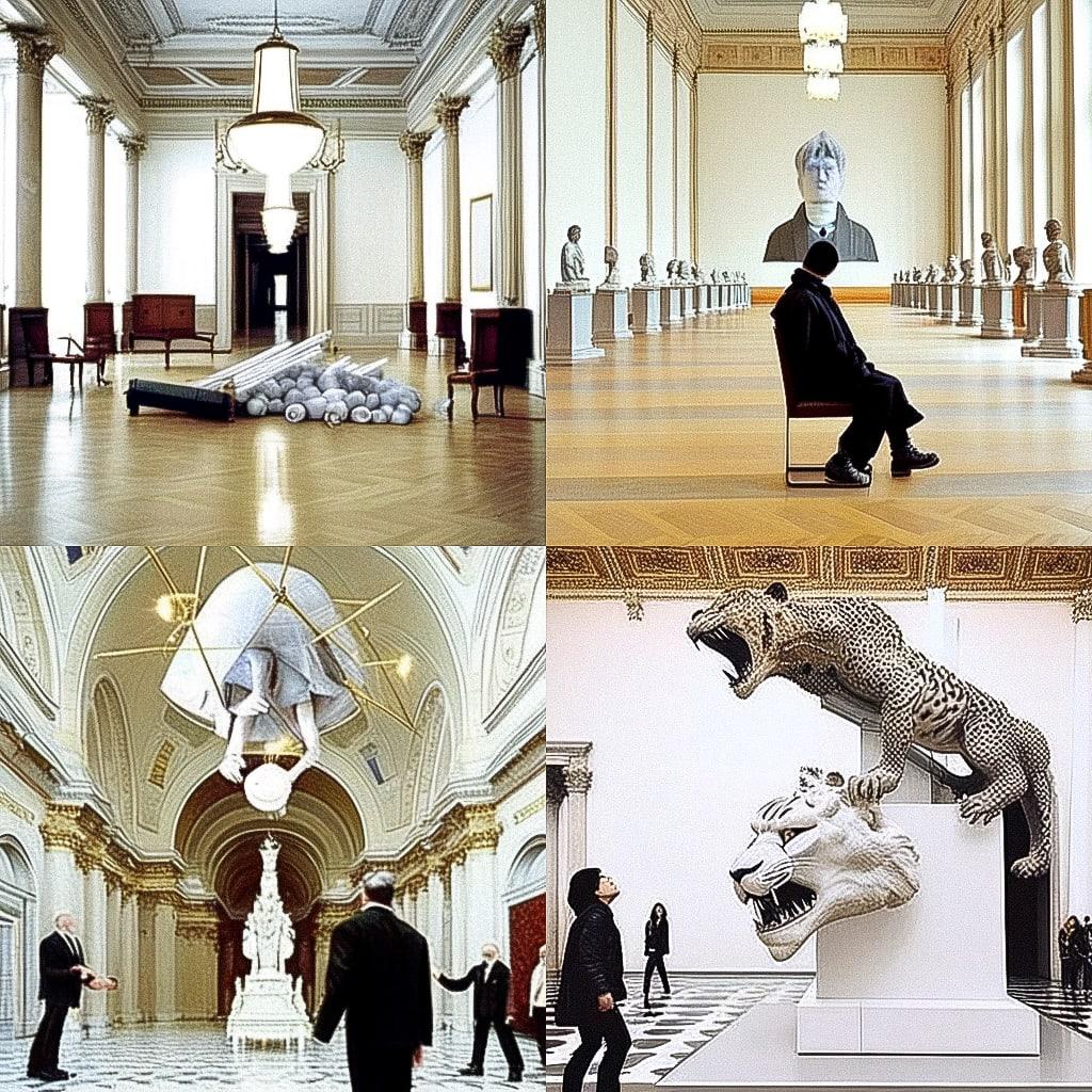 Maurizio Cattelan style, Midjourney Niji 4, render 1 of 4