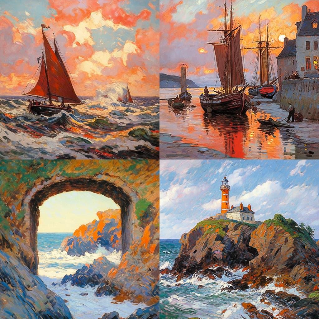Maxime Maufra style, Midjourney Niji 5, render 1 of 4