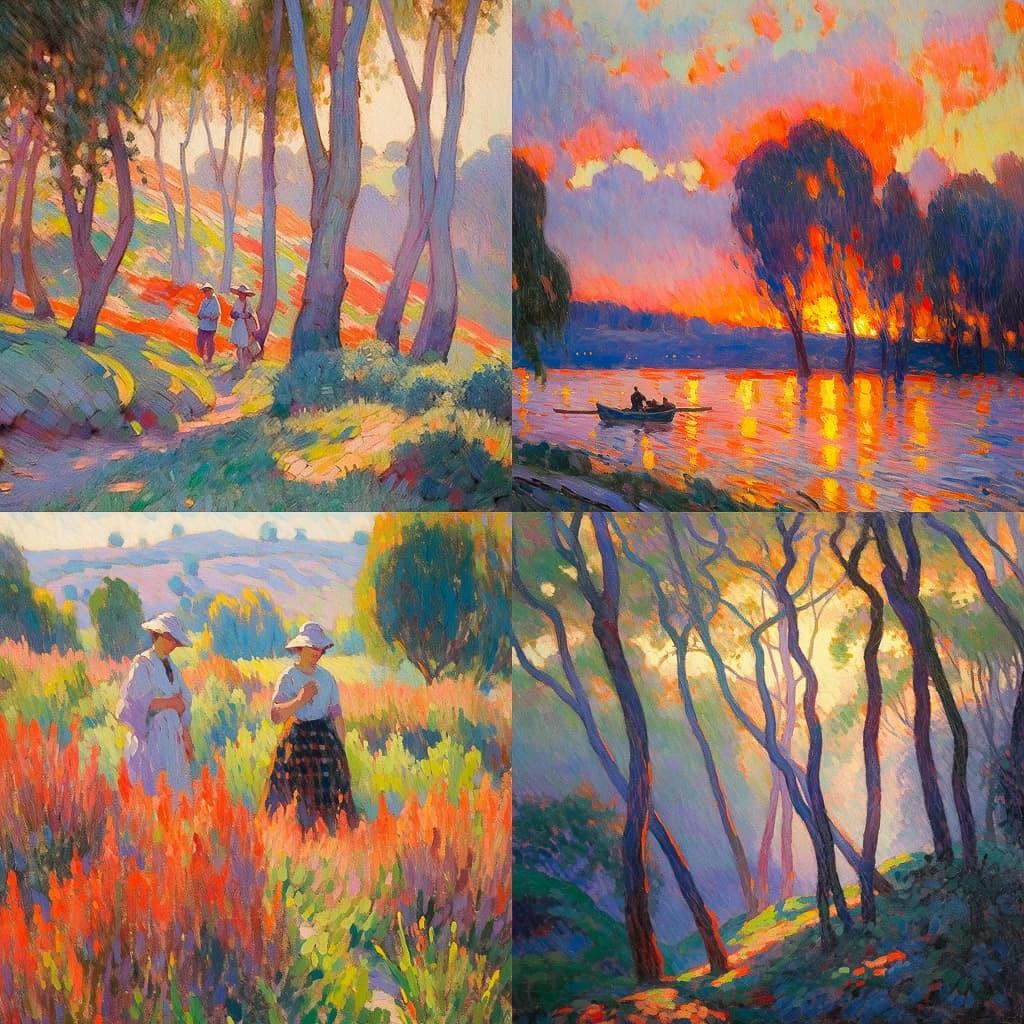 Maximilien Luce style, Midjourney Niji 5, render 1 of 4
