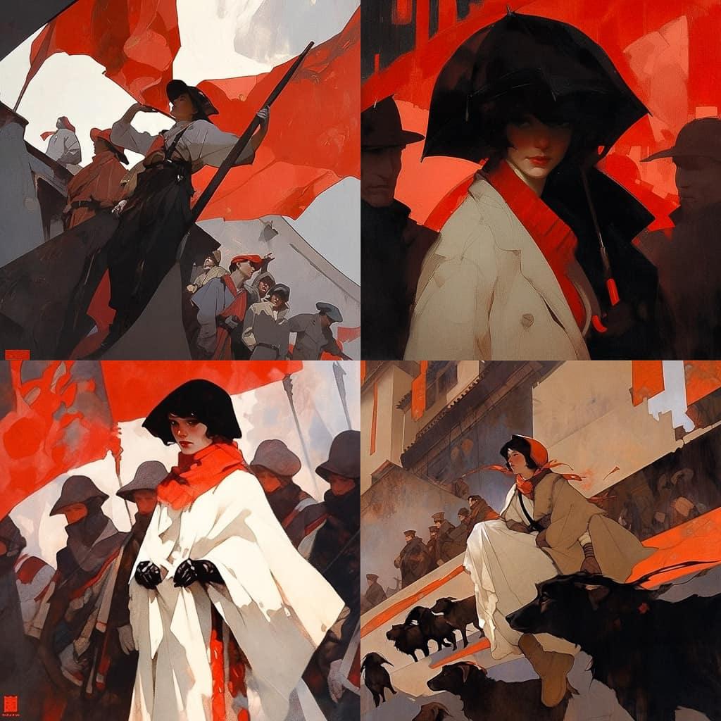 Mead Schaeffer style, Midjourney Niji 5, render 1 of 4