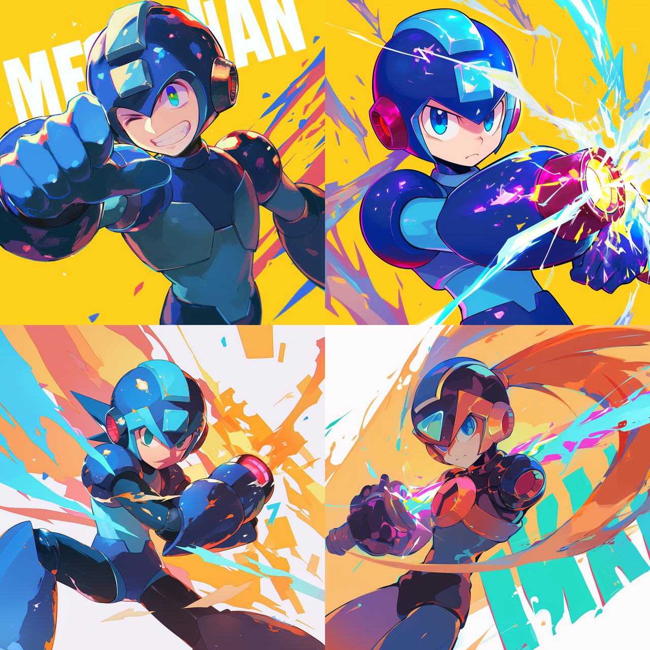 Mega man style, Midjourney Niji 6, render 1 of 4
