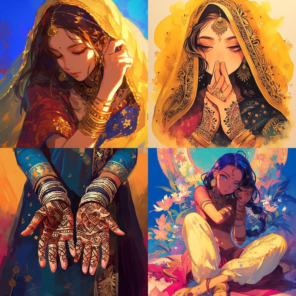 Mehndi style, Midjourney Niji 6, render 1 of 4