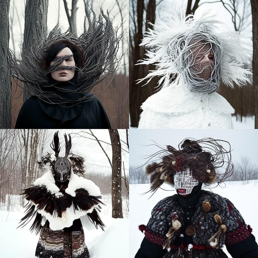 Meryl McMaster style, Midjourney Niji 5, render 1 of 4