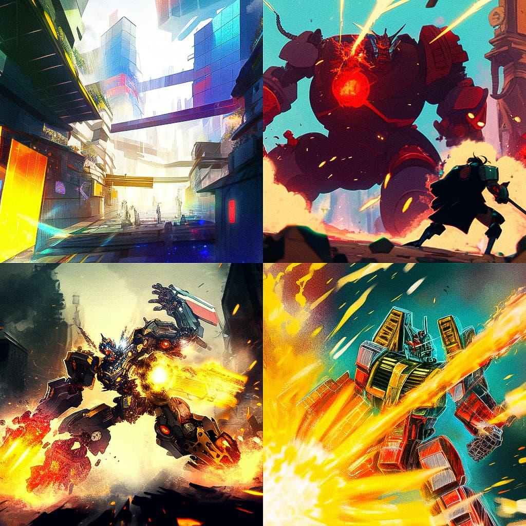 Michael Bay style, Midjourney Niji 5, render 1 of 4