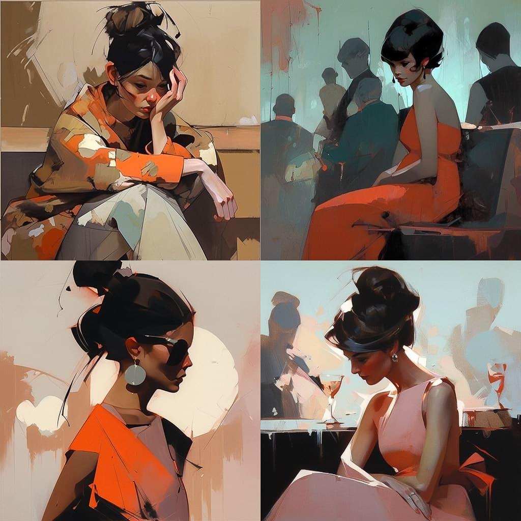 Michael Carson style, Midjourney Niji 5, render 1 of 4