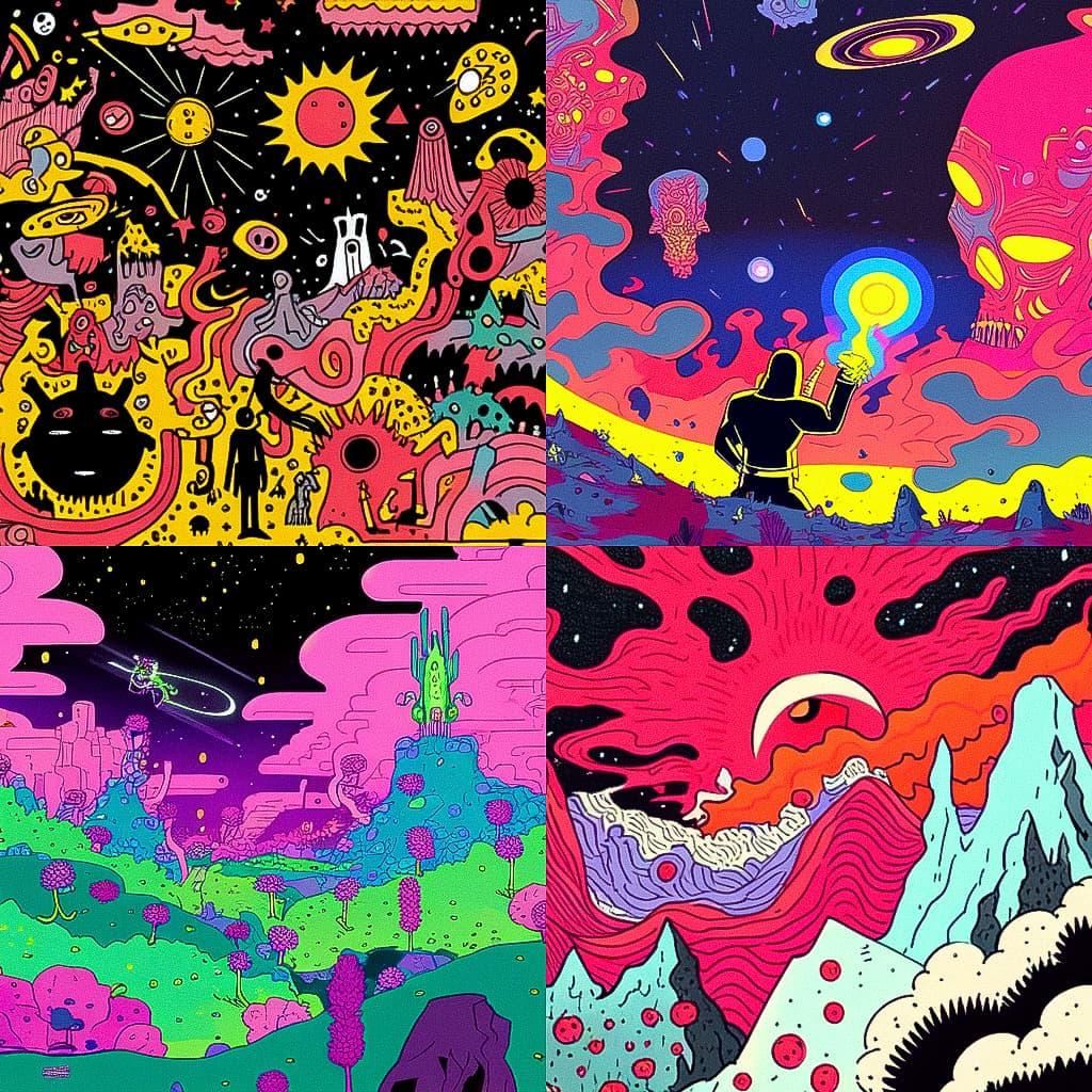 Michael DeForge style, Midjourney Niji 5, render 1 of 4
