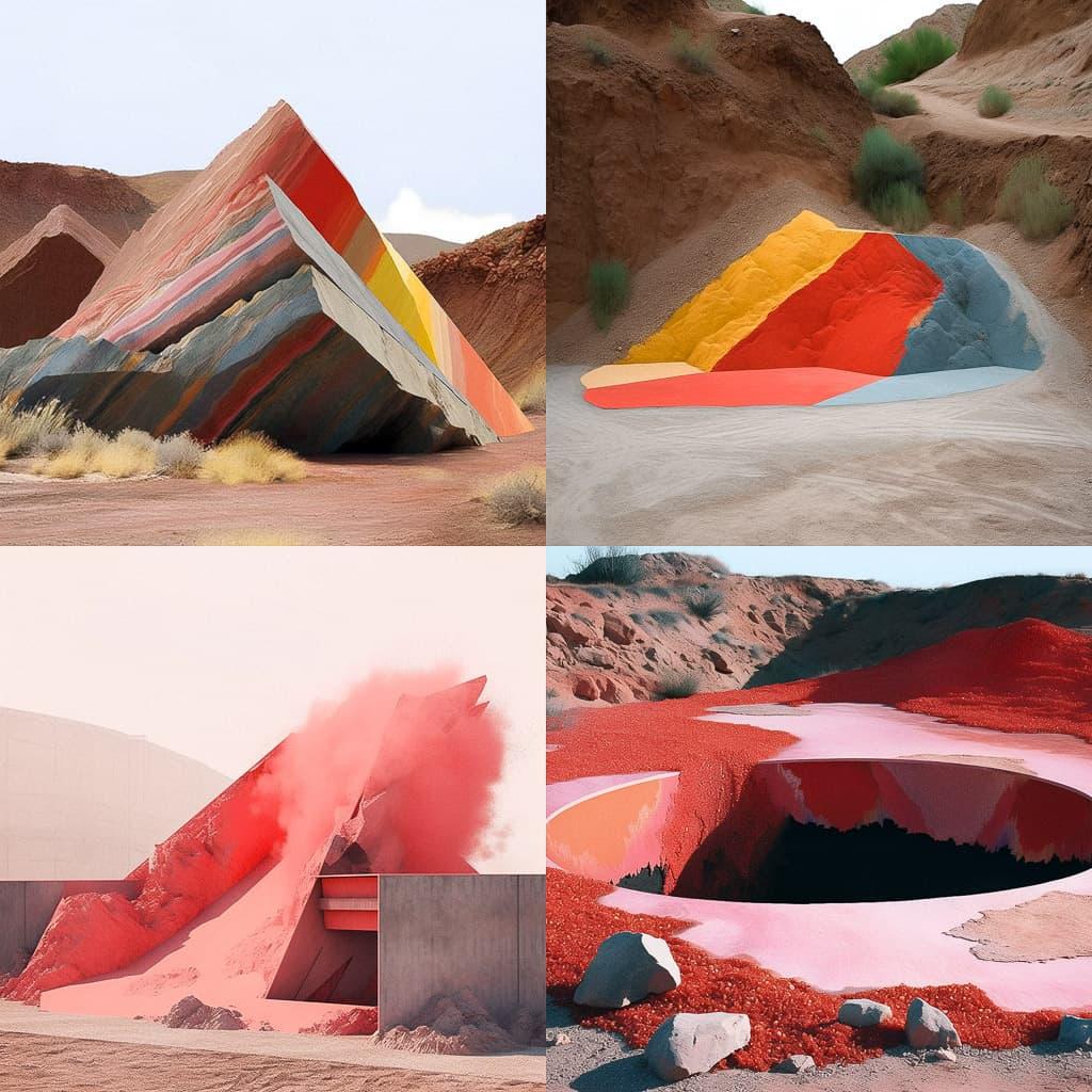 Michael Heizer style, Midjourney Niji 5, render 1 of 4