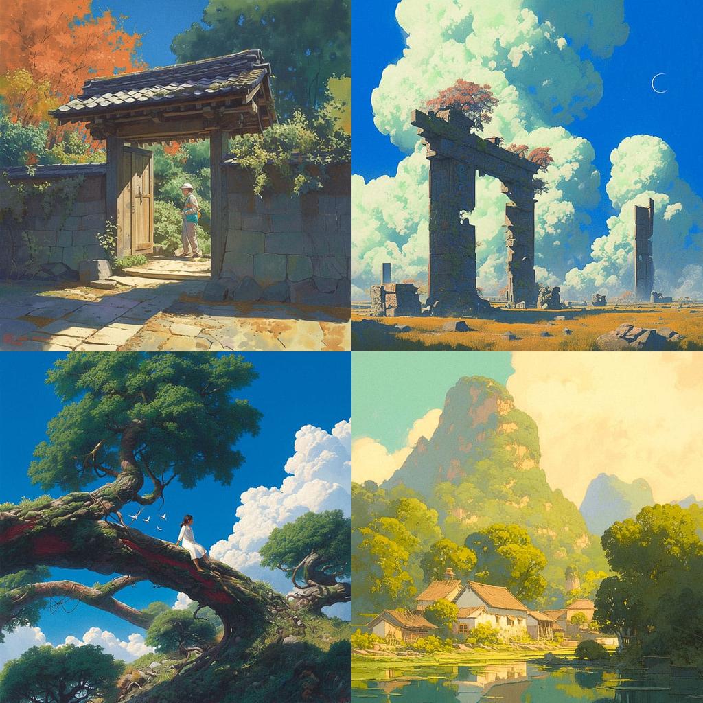 Michael Humphries style, Midjourney Niji 6, render 1 of 4