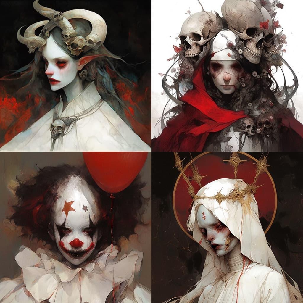 Michael Hussar style, Midjourney Niji 5, render 1 of 4