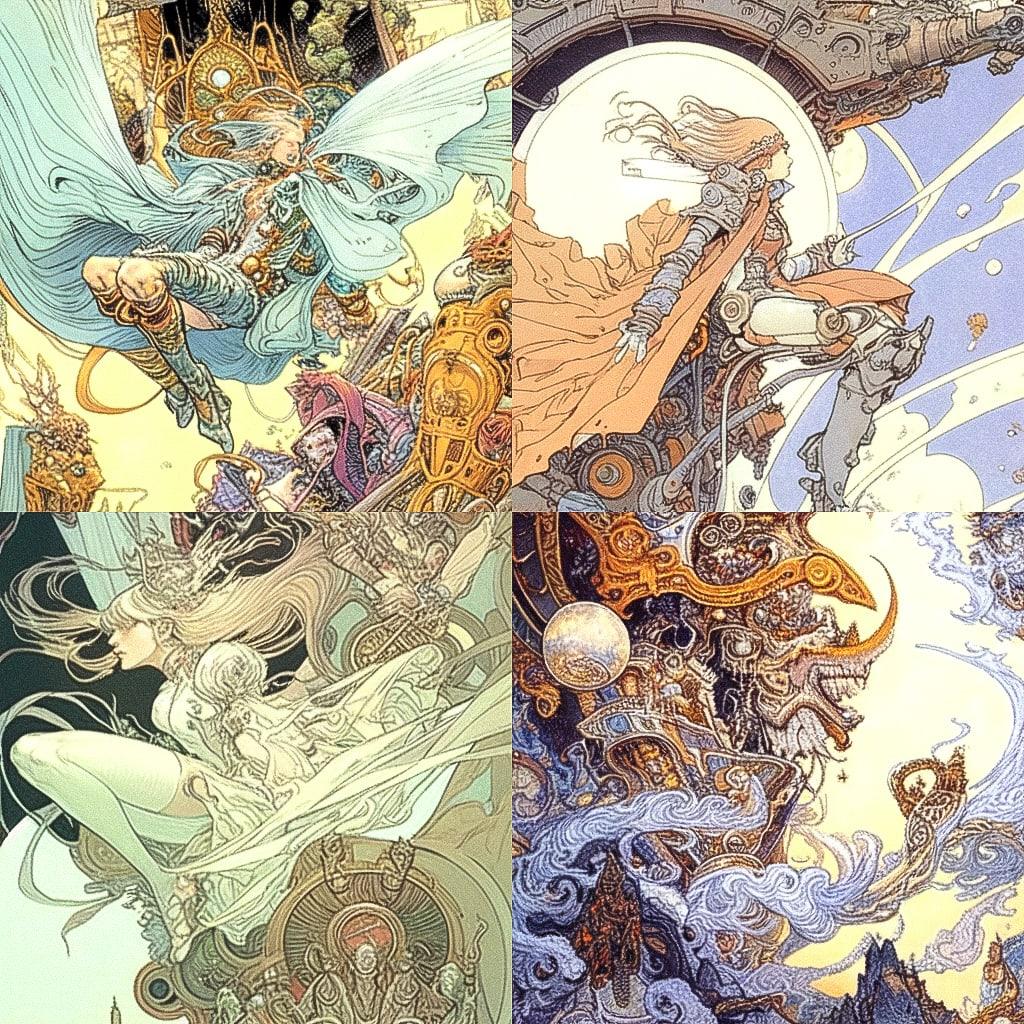 Michael Kaluta style, Midjourney Niji 4, render 1 of 4