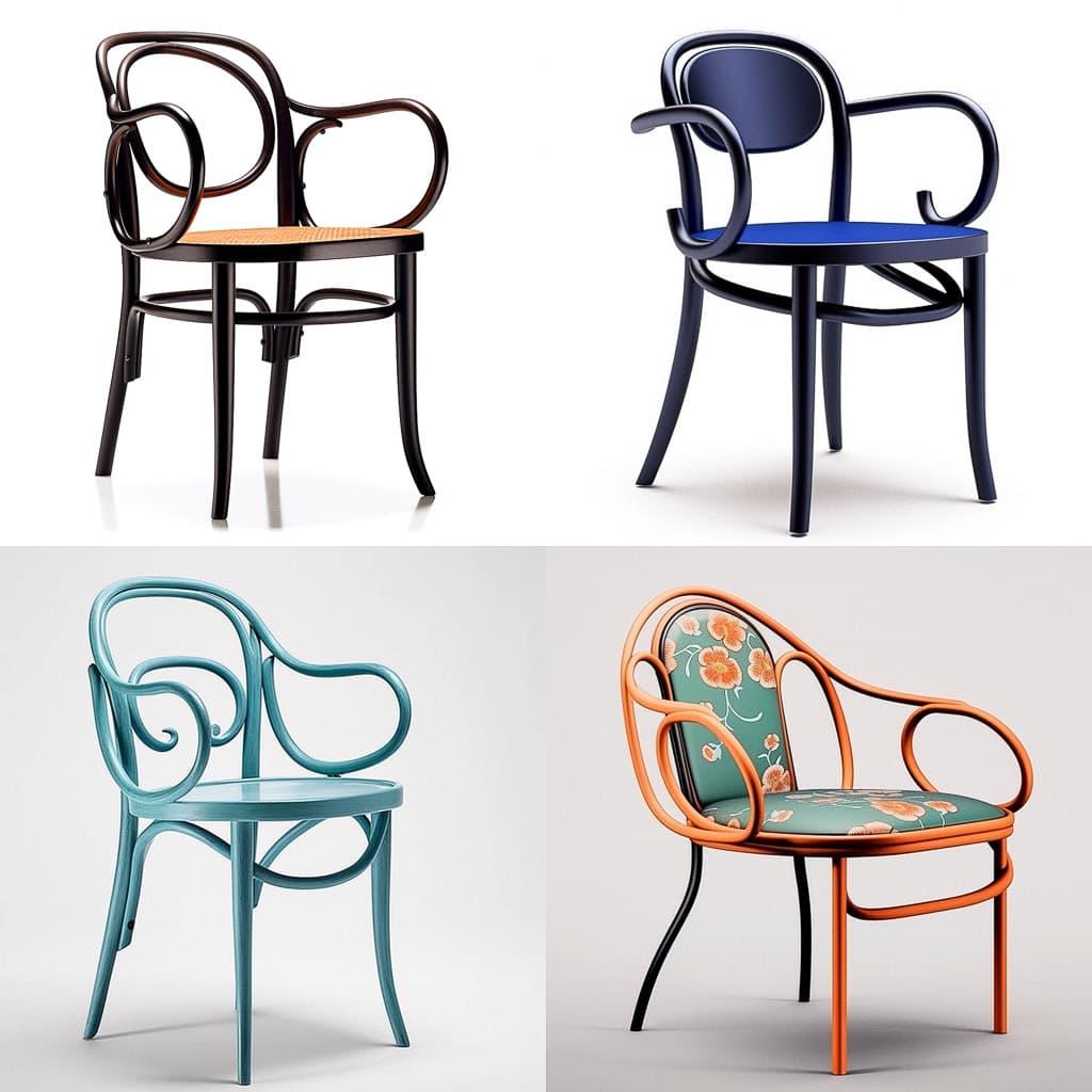 Michael Thonet style, Midjourney Niji 5, render 1 of 4