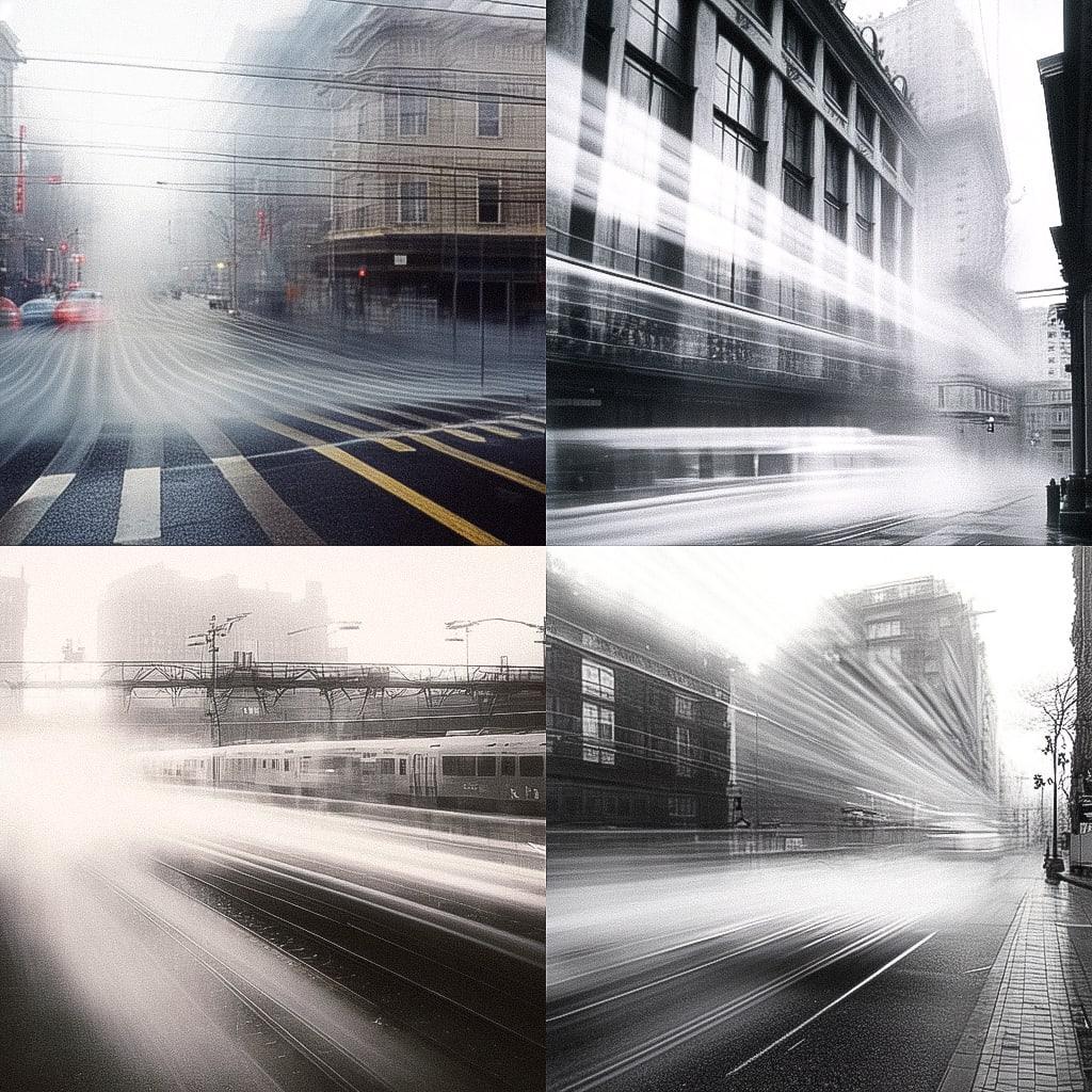 Michael Wesely style, Midjourney Niji 4, render 1 of 4