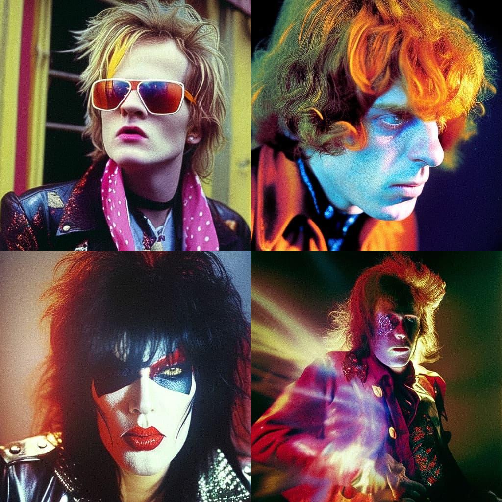 Mick Rock style, Midjourney Niji 5, render 1 of 4