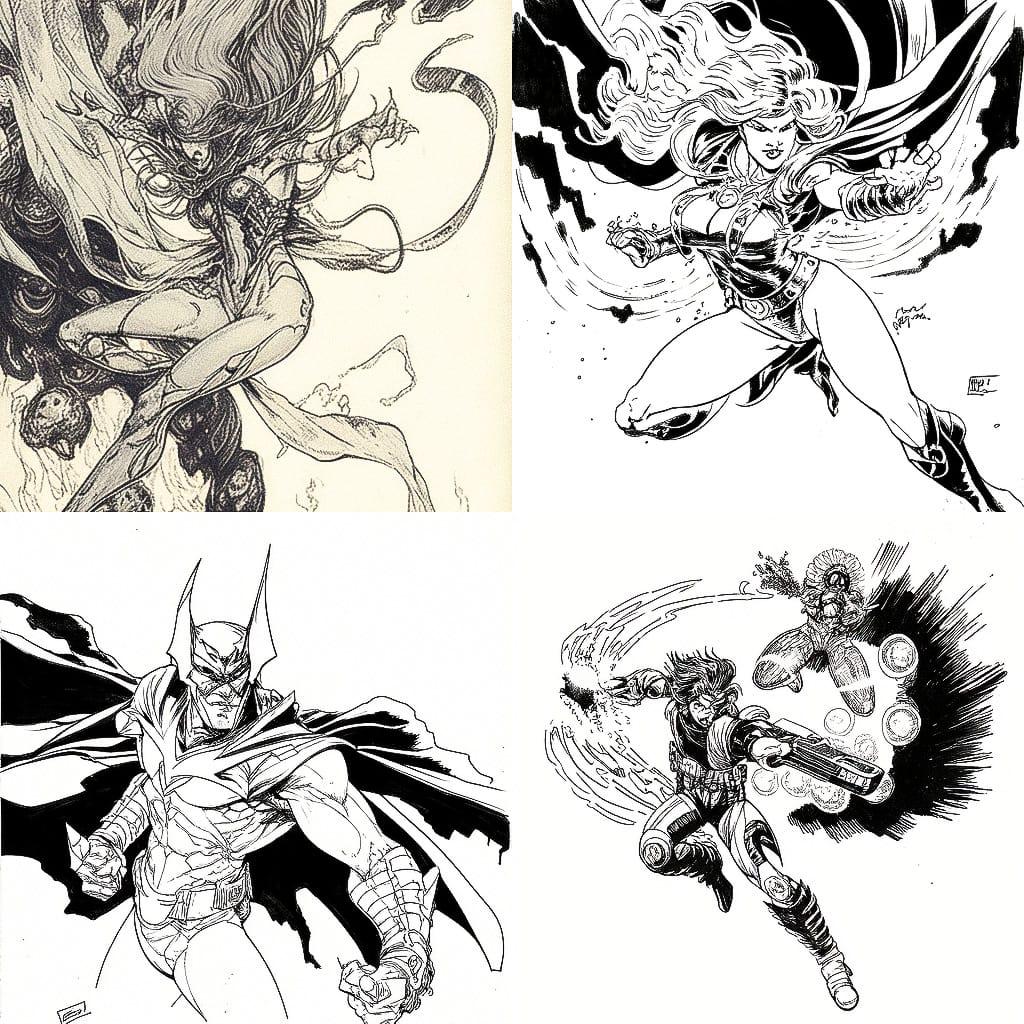 Mike Grell style, Midjourney Niji 4, render 1 of 4