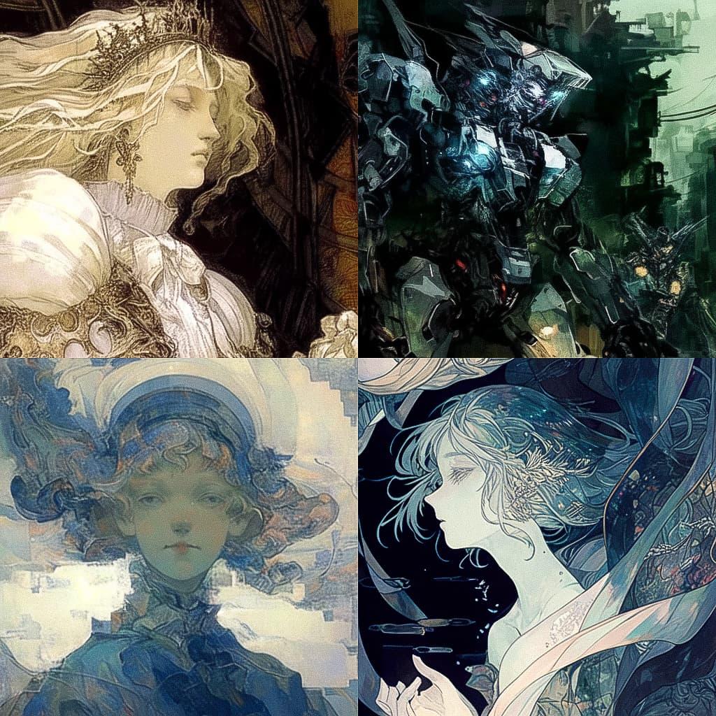 Mikhail Vrubel style, Midjourney Niji 4, render 1 of 4