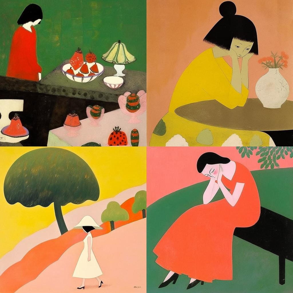 Milton Avery style, Midjourney Niji 5, render 1 of 4
