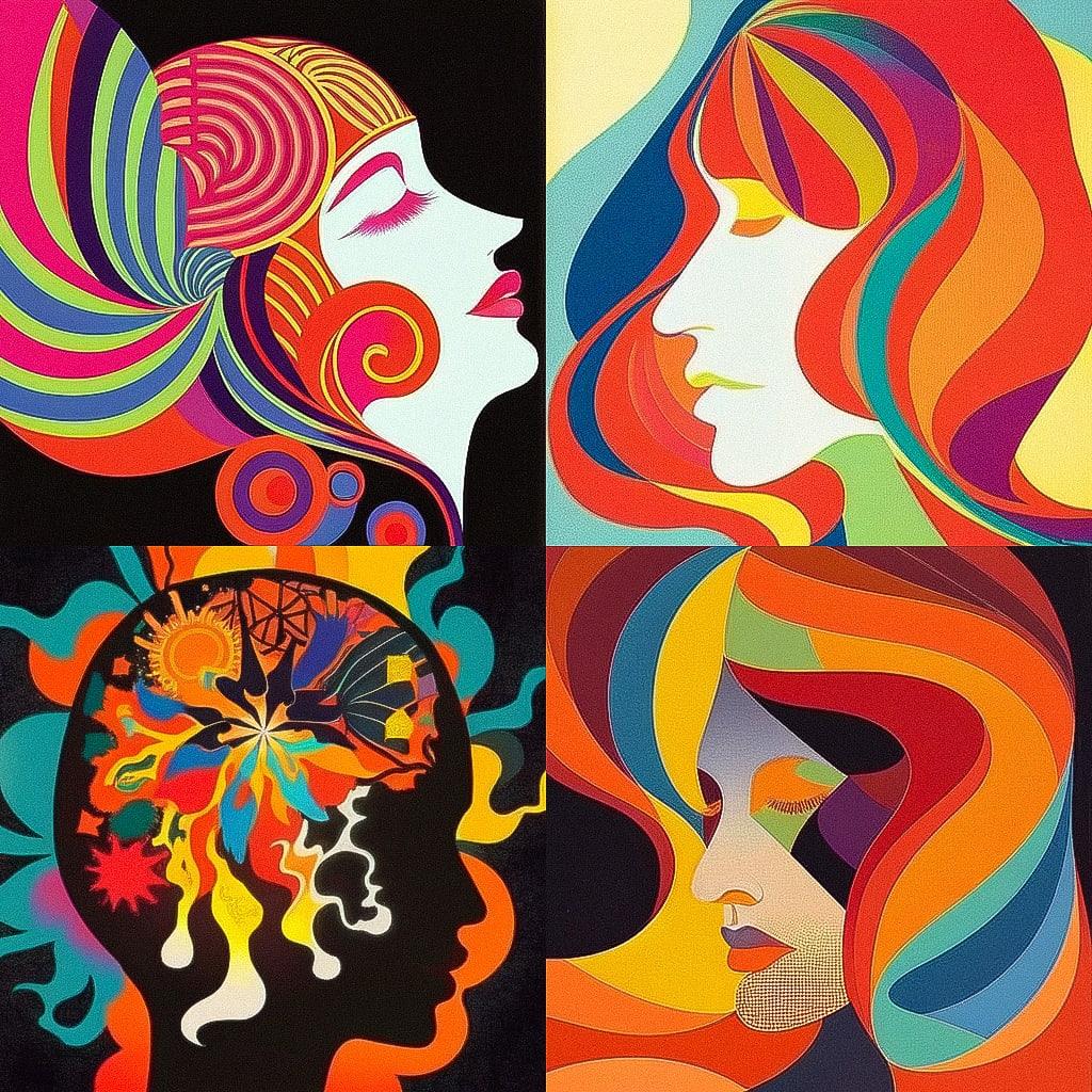 Milton Glaser style, Midjourney Niji 4, render 1 of 4