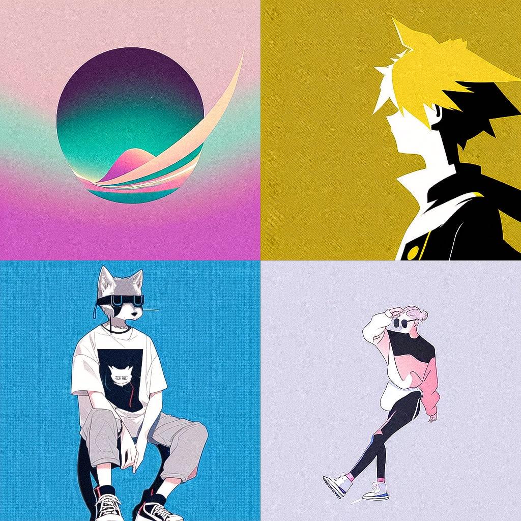 Minimalism style, Midjourney Niji 4, render 1 of 4