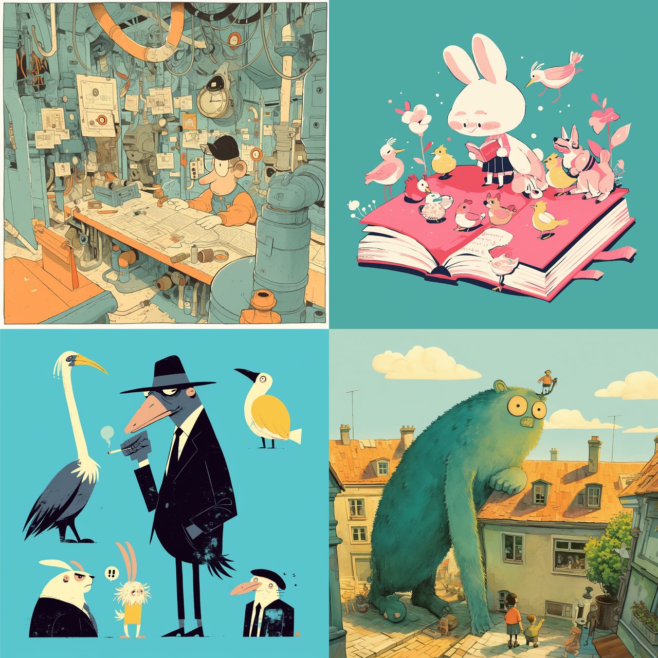 Mo Willems style, Midjourney Niji 5, render 1 of 4