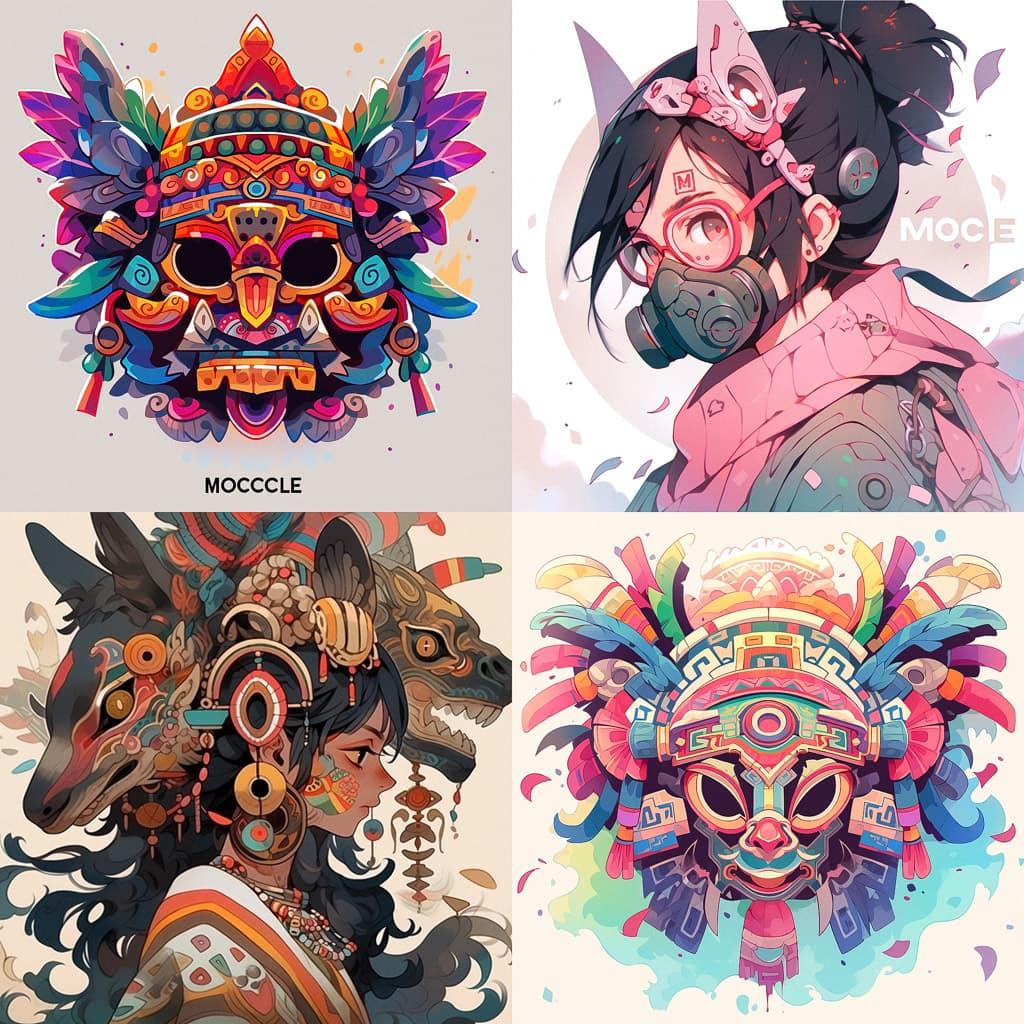 Moche art style, Midjourney Niji 5, render 1 of 4