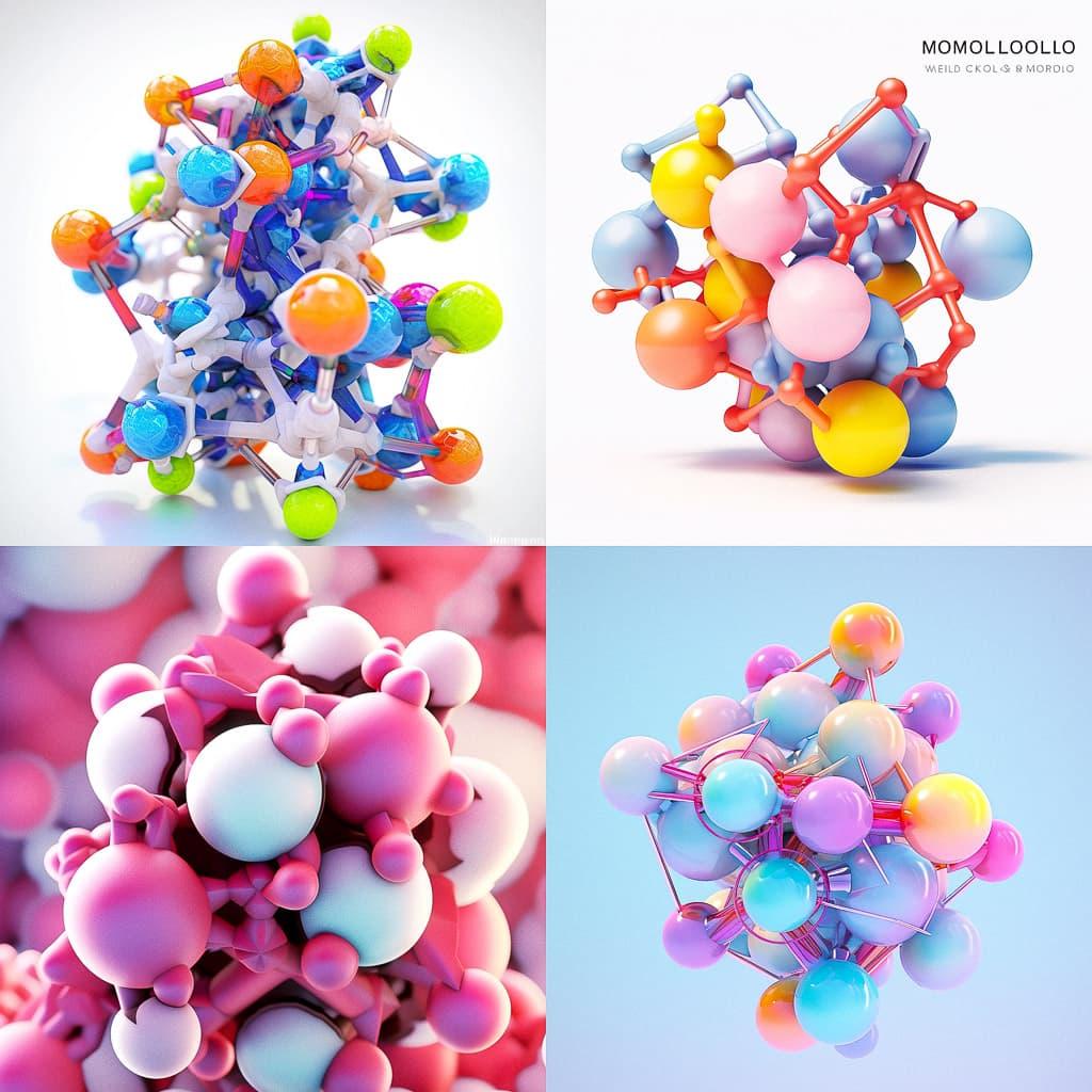 Molecular model style, Midjourney Niji 5, render 1 of 4