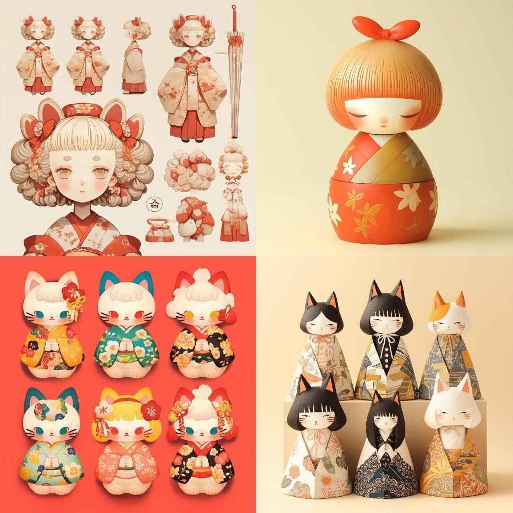 Momiji Message Dolls style, Midjourney Niji 6, render 1 of 4