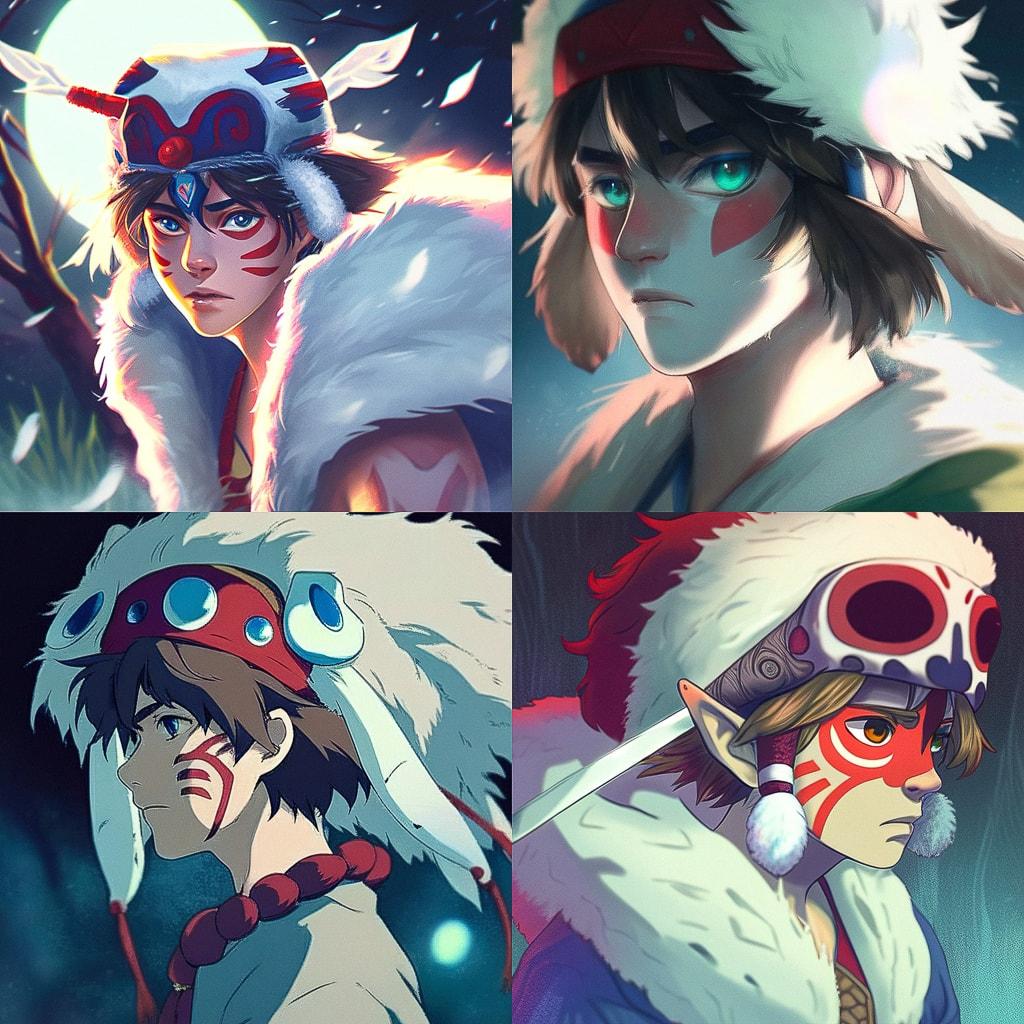 Mononoke style, Midjourney Niji 4, render 1 of 4