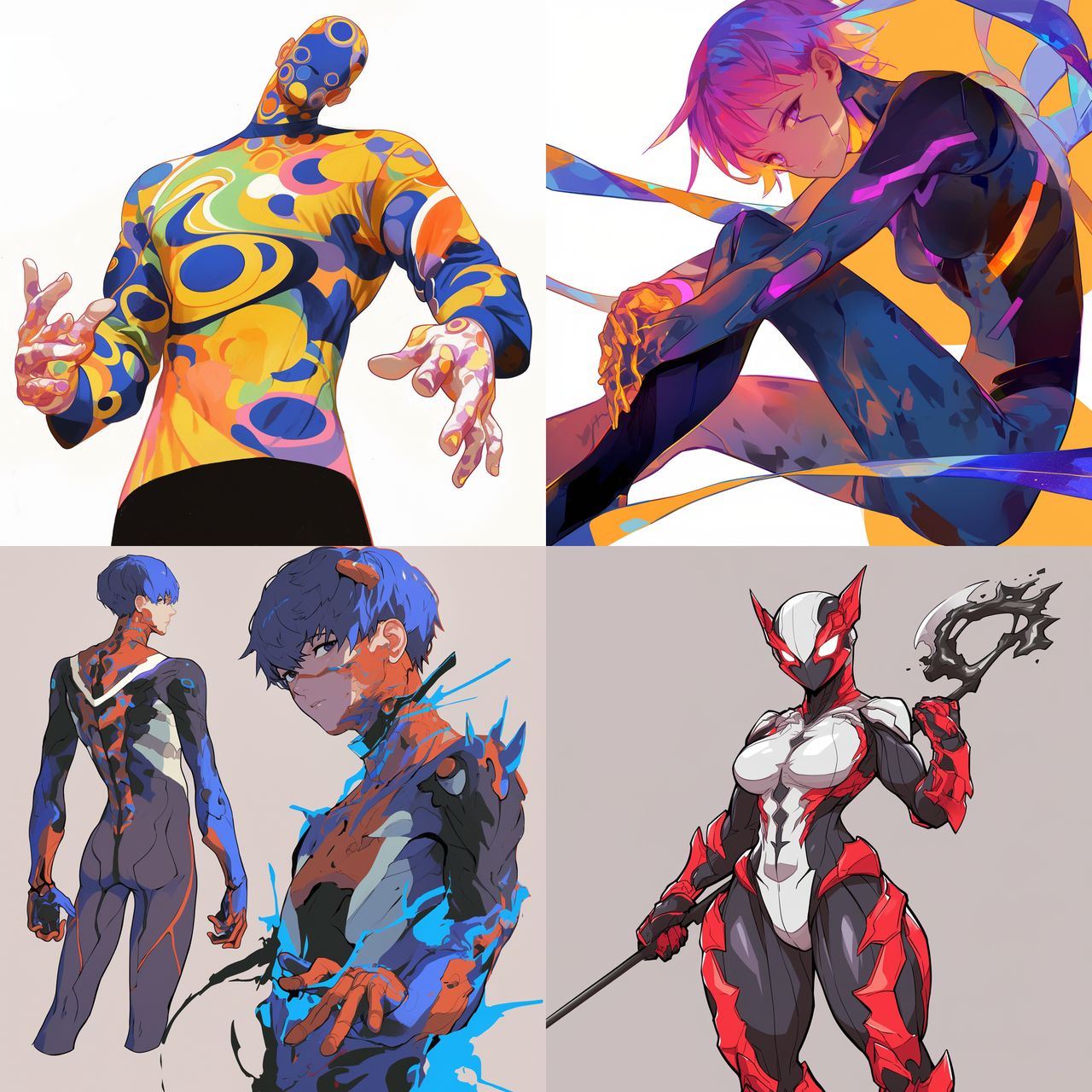 Morphsuits style, Midjourney Niji 6, render 1 of 4