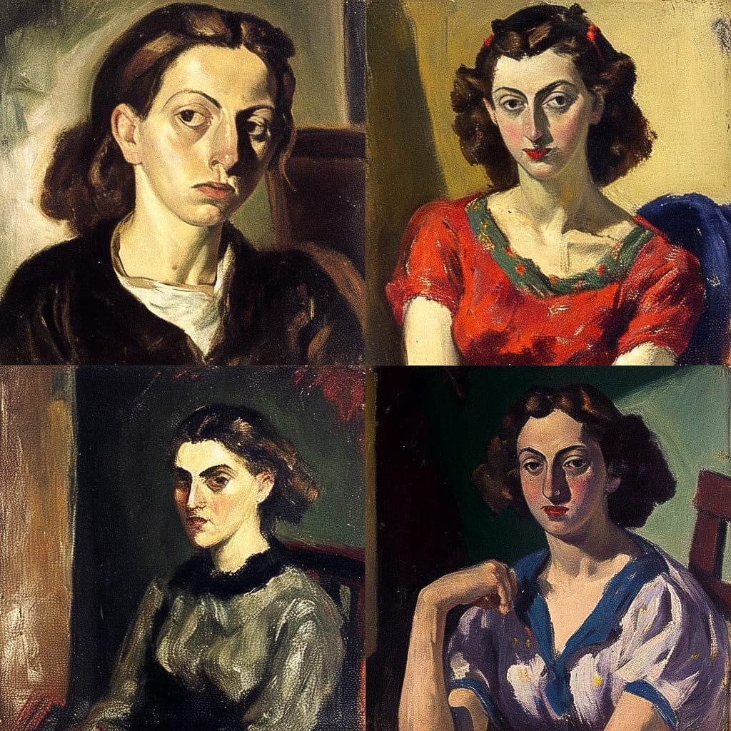Moses Soyer style, Midjourney Niji 4, render 1 of 4
