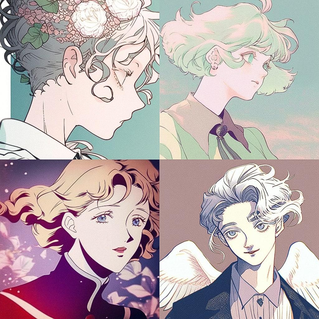 Moto Hagio style, Midjourney Niji 4, render 1 of 4