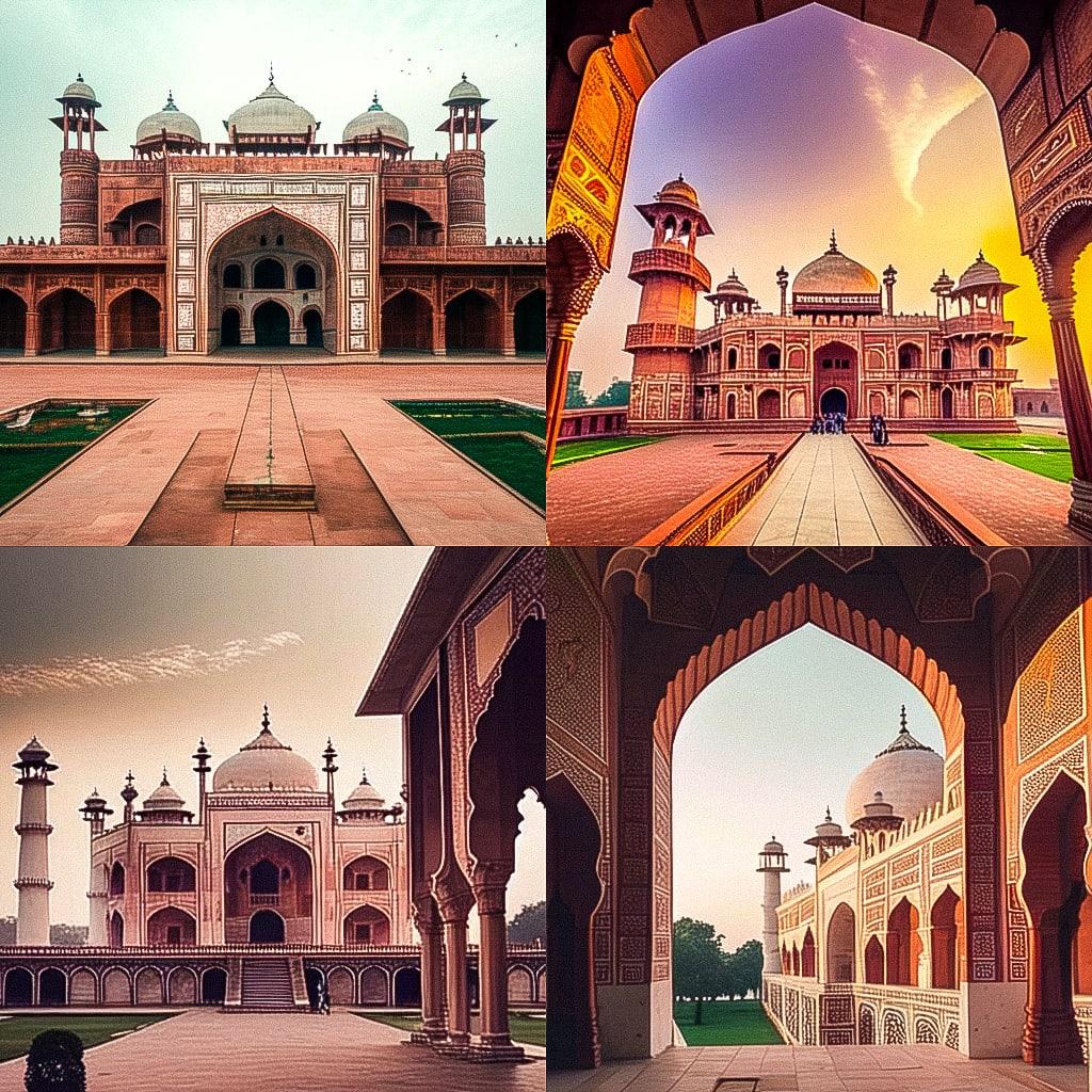 Mughal architecture style, Midjourney Niji 4, render 1 of 4