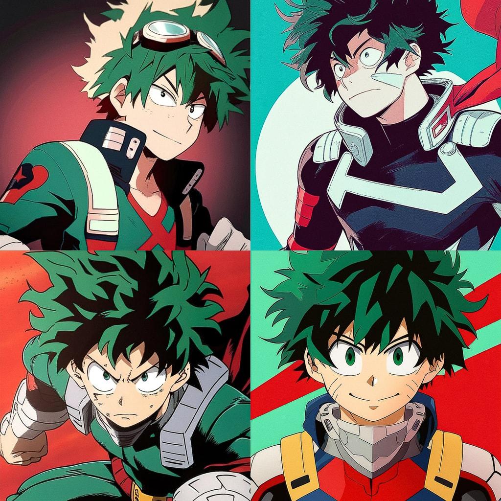 My Hero Academia style, Midjourney Niji 4, render 1 of 4