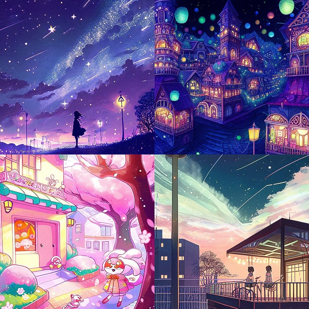 Naive art style, Midjourney Niji 4, render 1 of 4