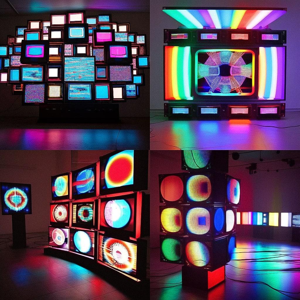 Nam June Paik style, Midjourney Niji 4, render 1 of 4